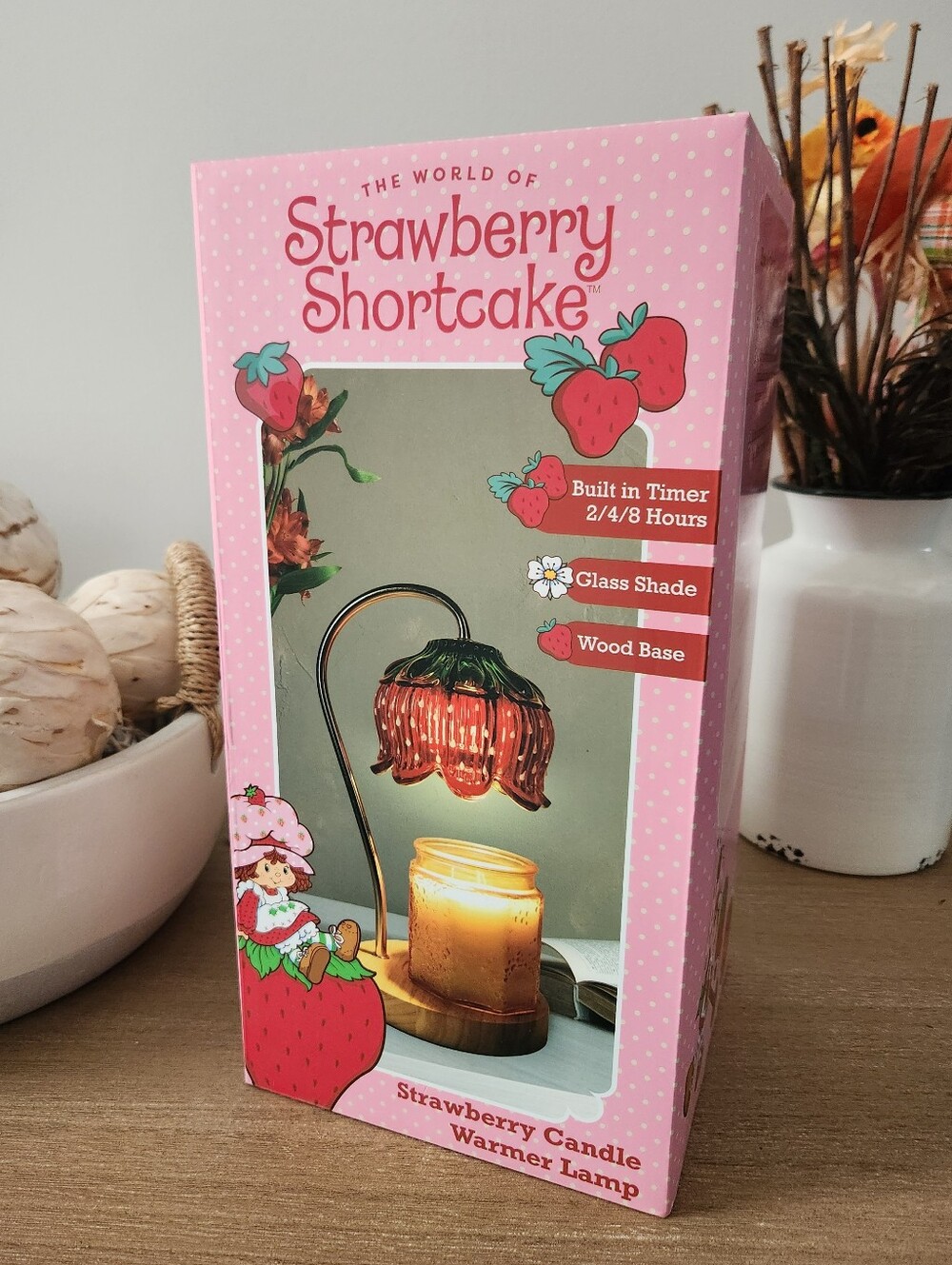 Strawberry Shortcake Candle Warmer Lamp Timer Glass Shade NWT 60W New In Box
